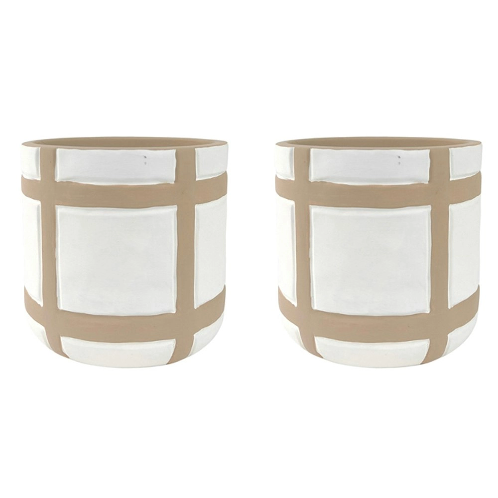 2x Urban Campbell 11.5cm Concrete Planter Plant Flower Pot Decor Sml White/Sand