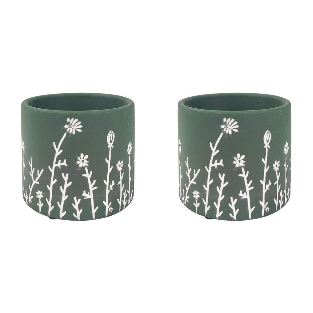 2x Urban Riya 10.5cm Ceramic Flower/Plant Pot Planter Garden Decor Small Green