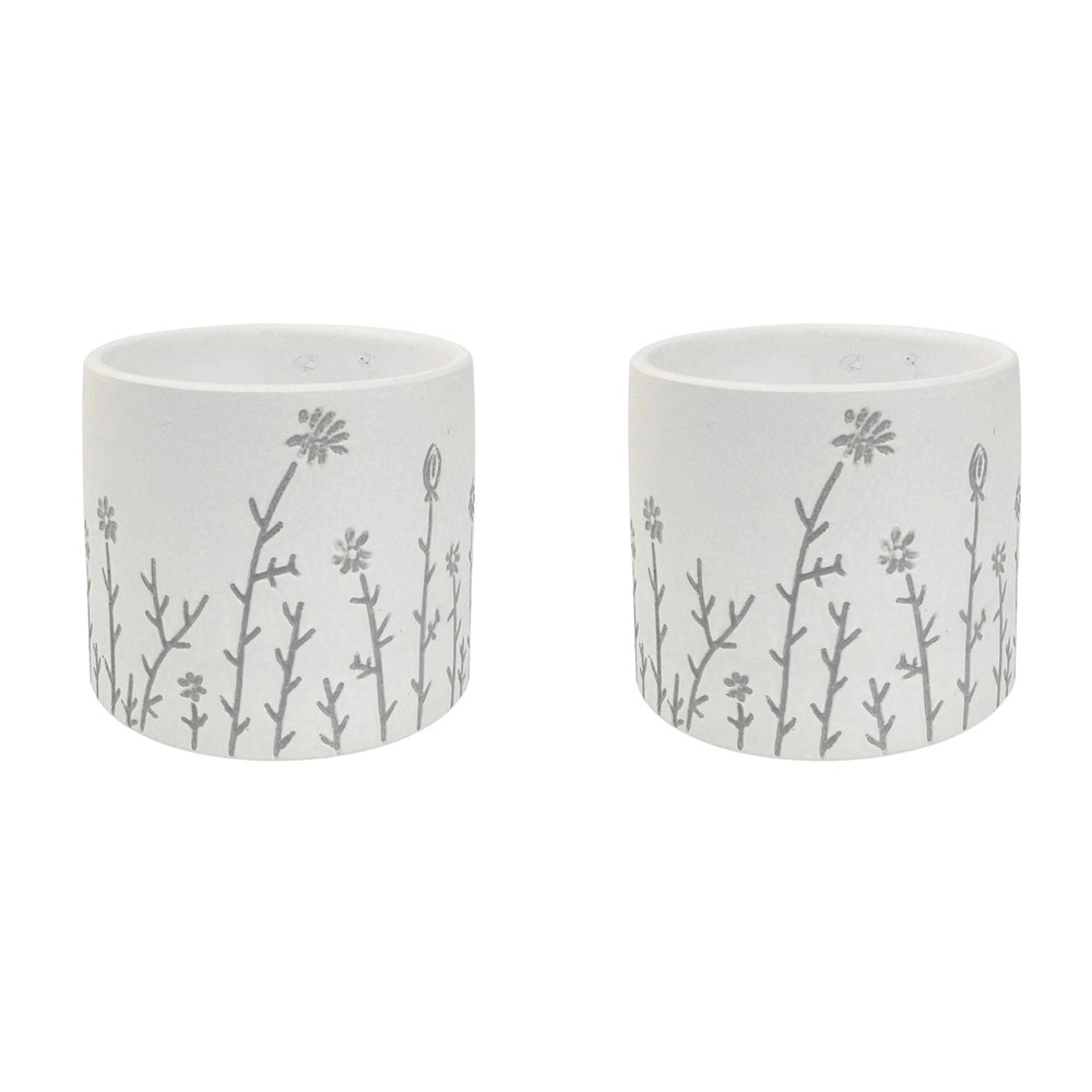 2x Urban Riya 10.5cm Ceramic Flower/Plant Pot Planter Garden Decor Small White