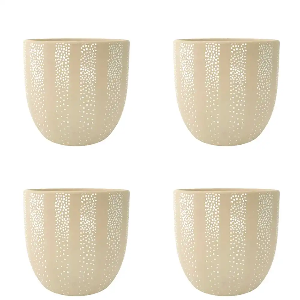 4x Urban Paige Linear 13cm Concrete Planter Flower/Plant Pot Decor Small Beige