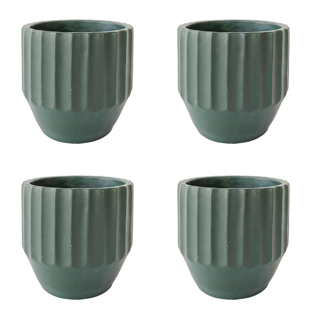 4x Urban Aylin 12cm Concrete Planter Flower/Plant Pot Sml Home Decor Dark Green