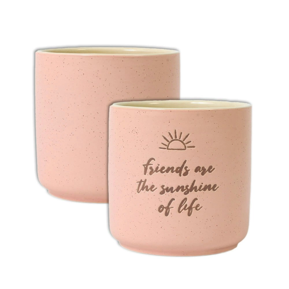 2PK Sunshine 10x10cm Positive Affirmations Ceramic Planter Pot w/Drainage Hole