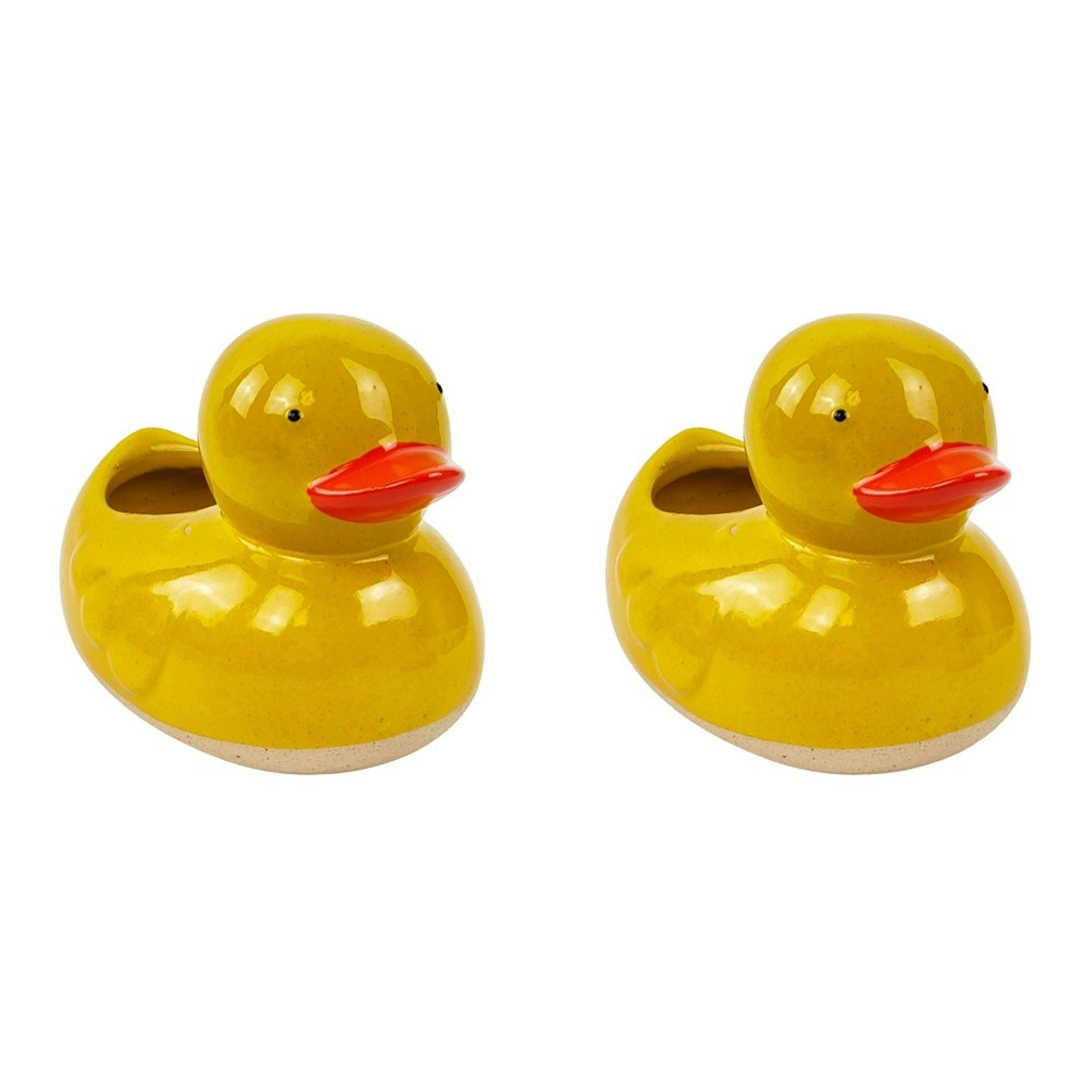 2x Urban 9.5cm Ducky Ceramic Planter Garden Decor Plant/Flower Pot Small Yellow