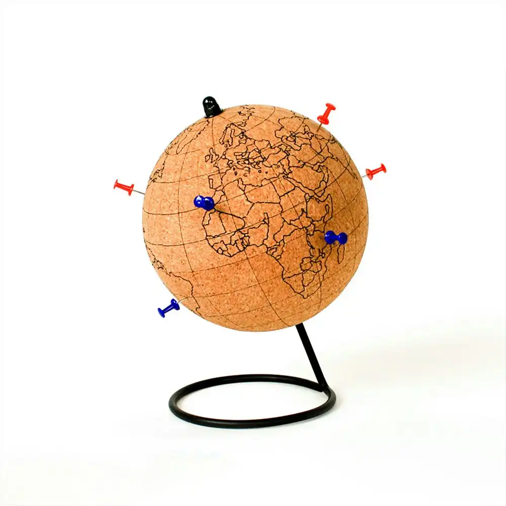 Gift Republic Colour In Cork Globe Travel Destination Record w/ Stand Decor