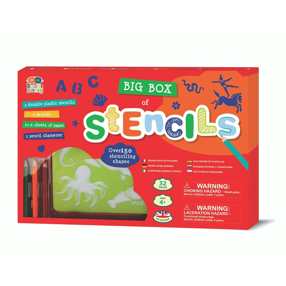 Buddy & Barney Big Box Of Stencils For All Kids/Children 3y+ Art/Craft Drawing