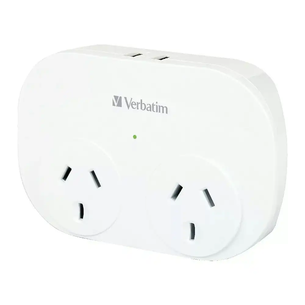 Verbatim AU Plug Dual USB Charging Surge Protected Double Adaptor Power Point