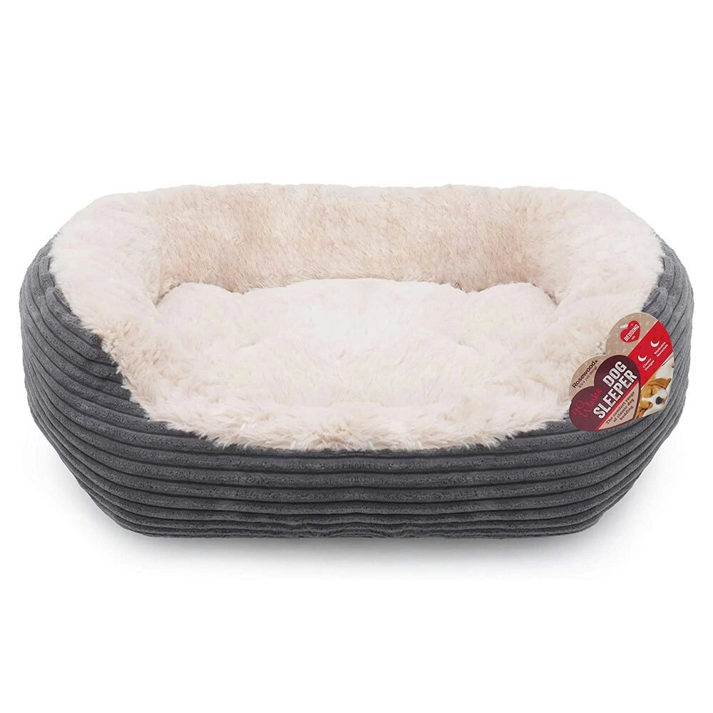 Rosewood 40 Winks Pet/Dog 51cm Bed Sleeper Jumbo Cord/Plush Sleep Cushion Grey