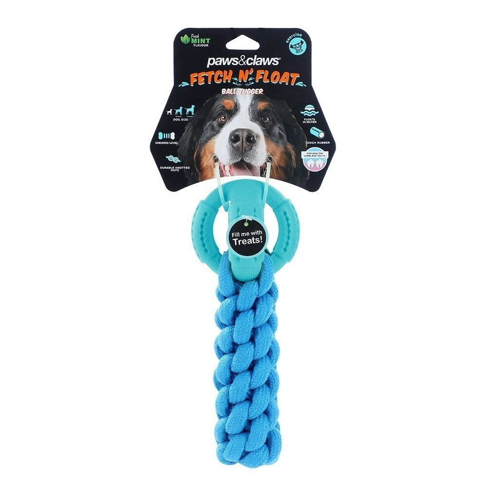 Paws & Claws Fetch N' Play Ball + Rope Tugger Dog/Pet Toy Assorted 24x10x10cm