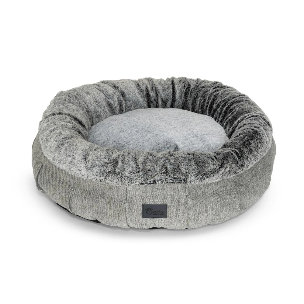 Superior Pet Plus Harley Pet/Dog Bed Harlow Grey & Artic Faux Fur Medium 60cm