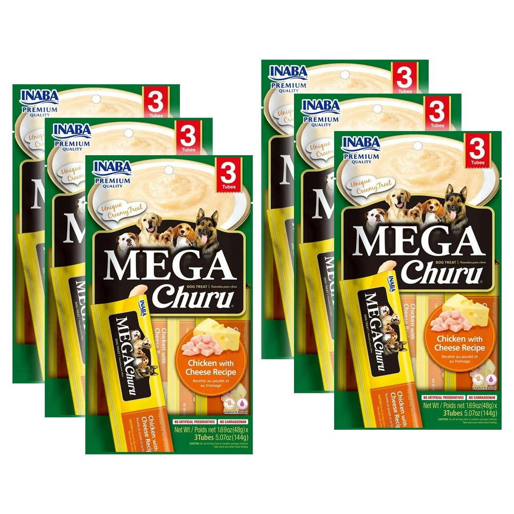 6x 3pc INABA Churu Dog Menu Mega Churu Chicken/Cheese Recipe Pet/Dog Food/Treat