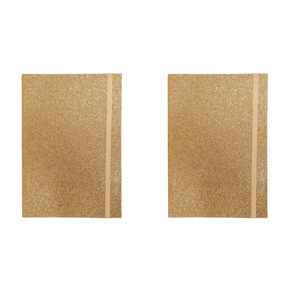 2x LVD 21cm Notebook A5 Journal Writing Stationery 80 Pages Glitter Champagne