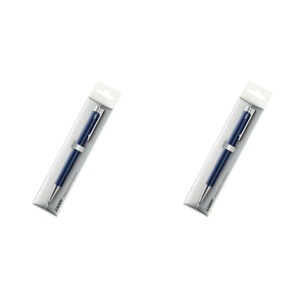 2x Lamy Logo M+ Hangsell Plastic Clip/Push-Button Steel Polished Ball Pen Blue