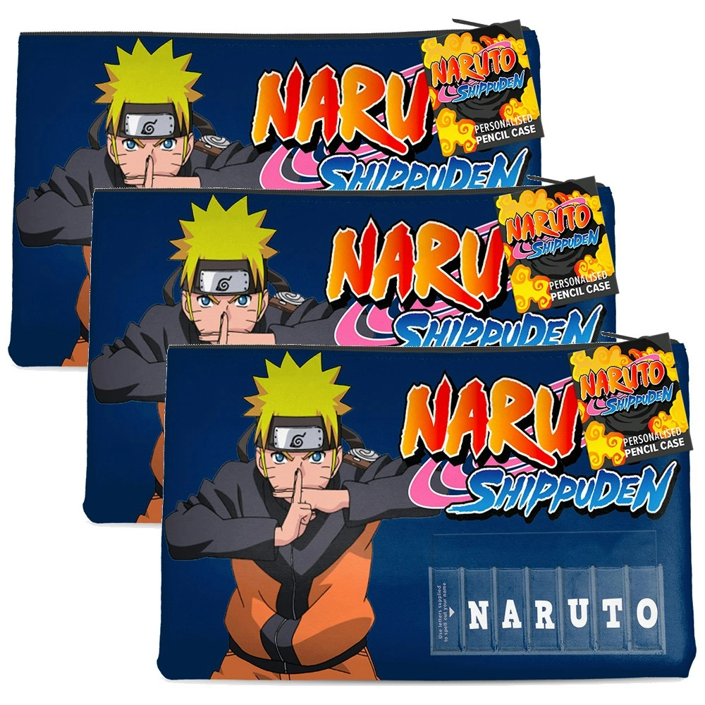 3x Naruto Shippuden Shadow Clone Personalized Named Pencil/Stationary Case