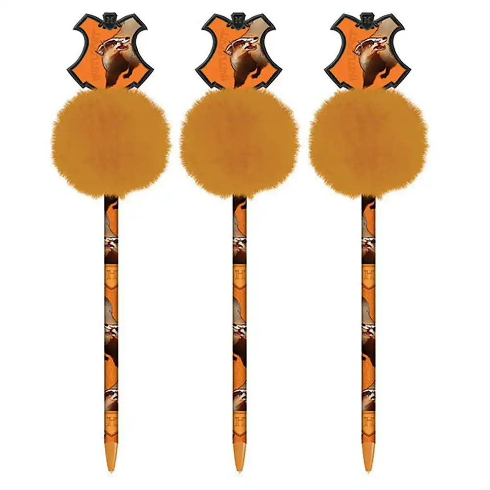 3x Wizarding World Character Themed Harry Potter House Hufflepuff Pom Pom Pen