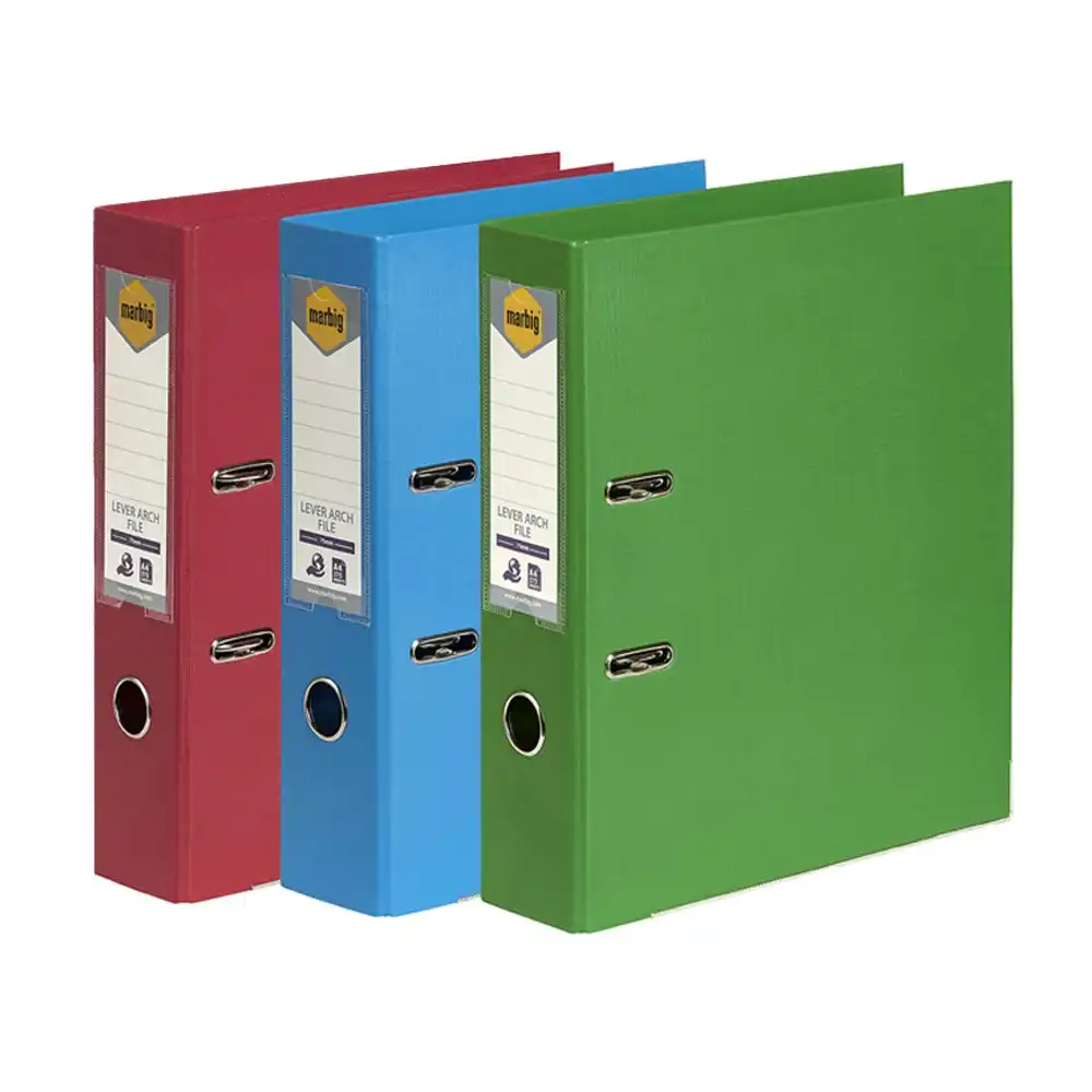 3x Marbig PE Lever Arch File Folder A4 Document Organiser Holder Assorted