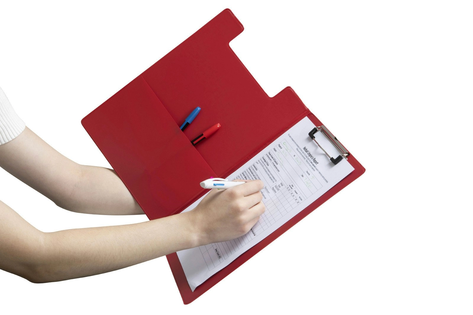 3x Marbig PP Clipfolder A4 File Organiser Folder w/ Clip Document Clipboard Red