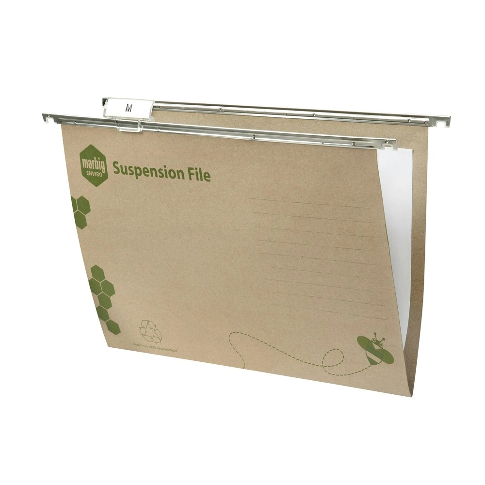 10pc Marbig Enviro Foolscap Suspension File/Hanging Folder w/ Inserts & Tab