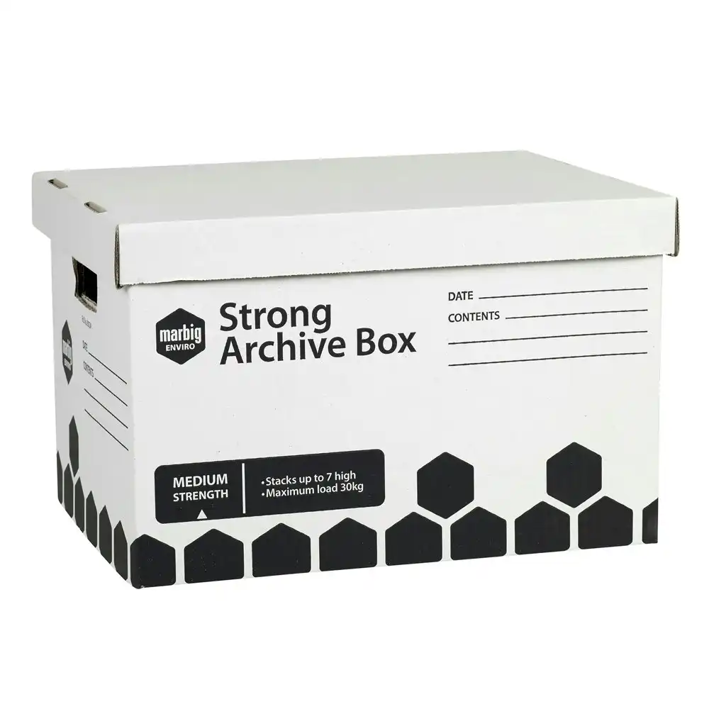 3pc Marbig Strong Document/Binder Filing Archive/Storage Box 42x32x26cm