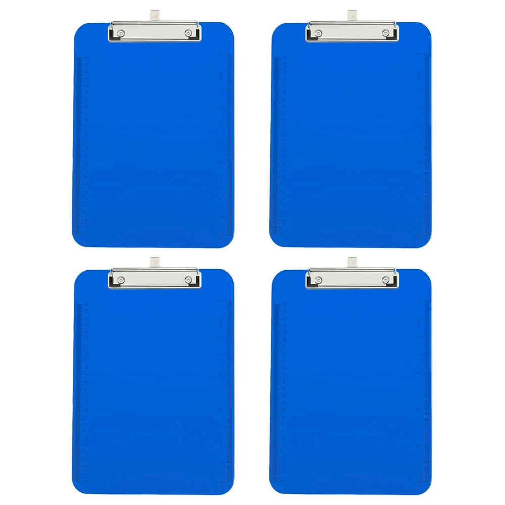 4PK Gusspak Plastic Clipboard A4 Paper - Transparent Blue w/Ruler (25cm/10")