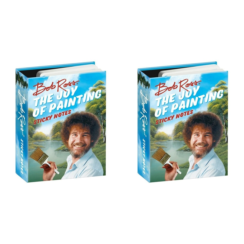 2PK Unemployed Philosophers Guild Sticky Notes Office Stationery 10cm Bob Ross