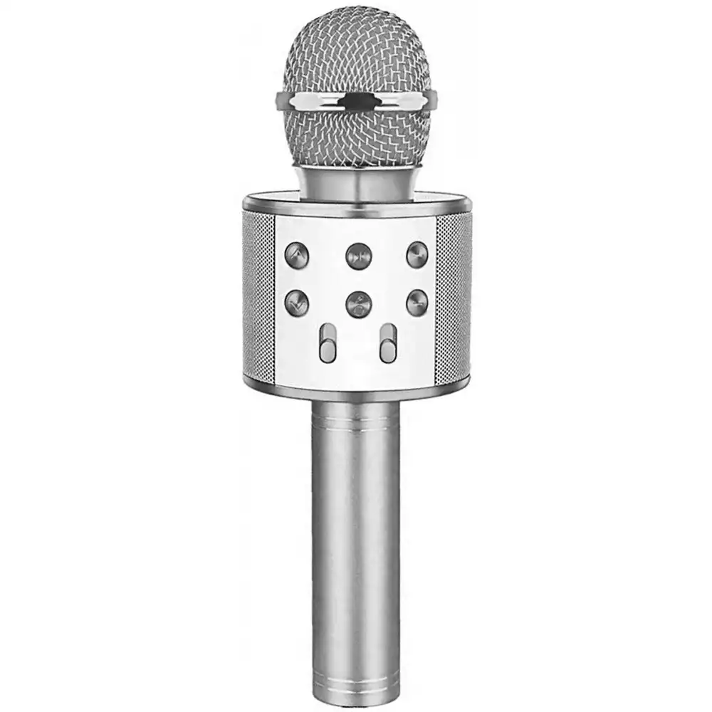 Laser Portable Wireless Bluetooth Karaoke Microphone/Speaker Party Mic Silver