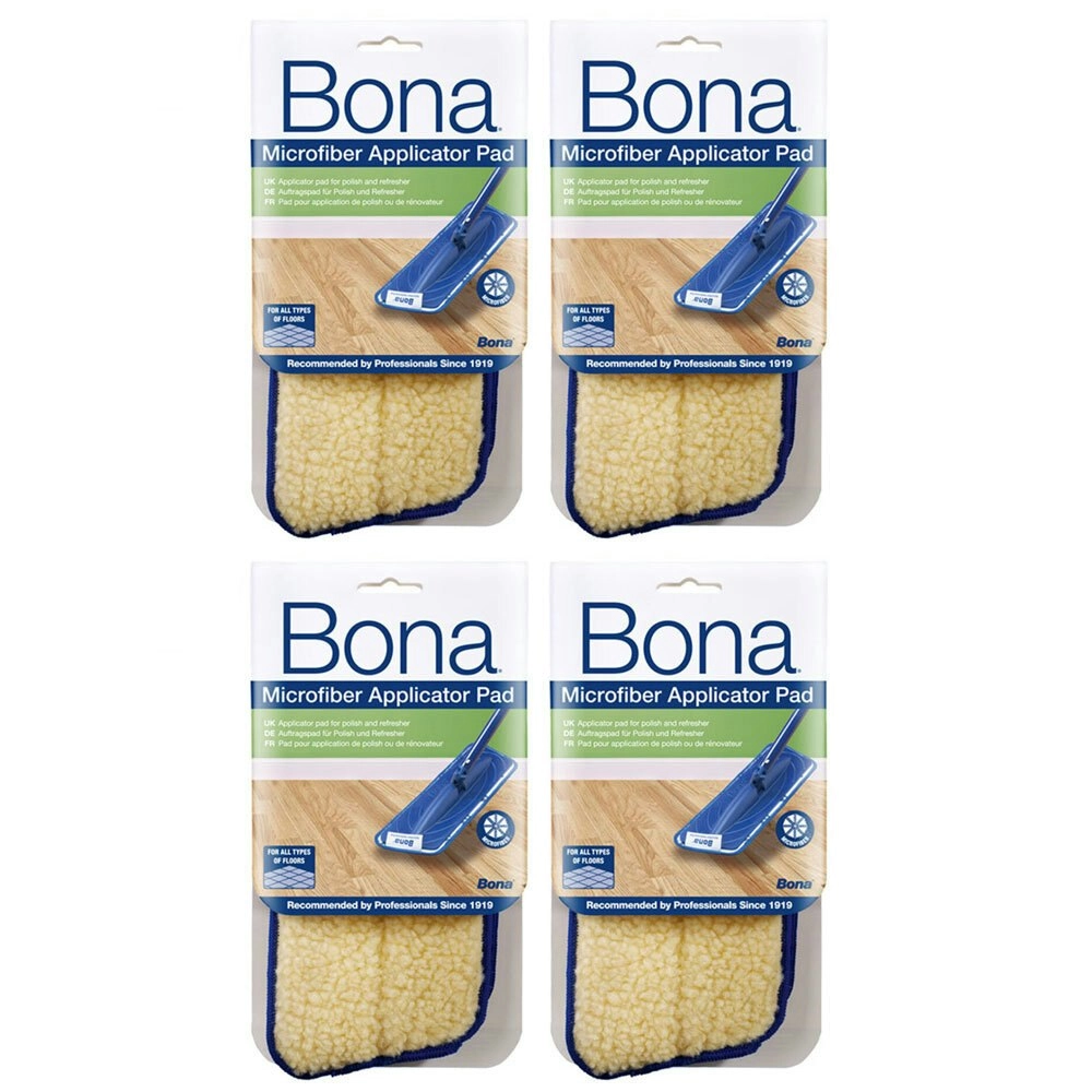 4PK Bona Microfibre Applicator Pad for Wood Refresher/Polish Floor Mop Cleaning