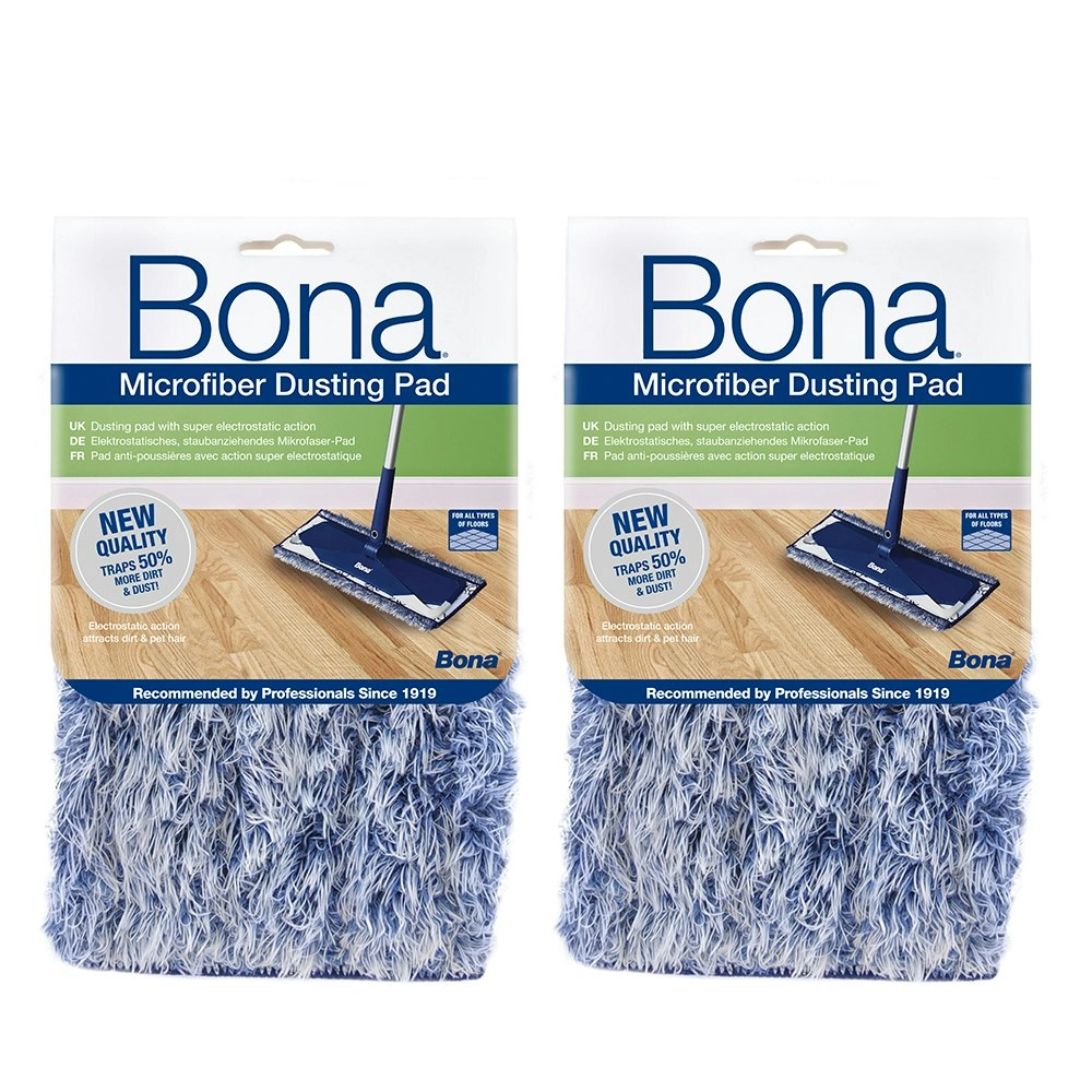 2PK Bona Microfibre Dusting Pad for Floor Mop Cleaning/Dust Washable/Reusable