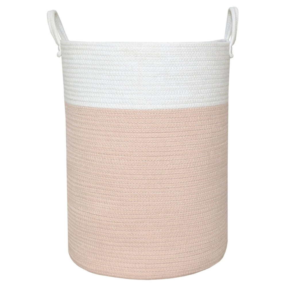 Living Textiles 50cm Cotton Rope Hamper Laundry Basket Storage Large White/Blush