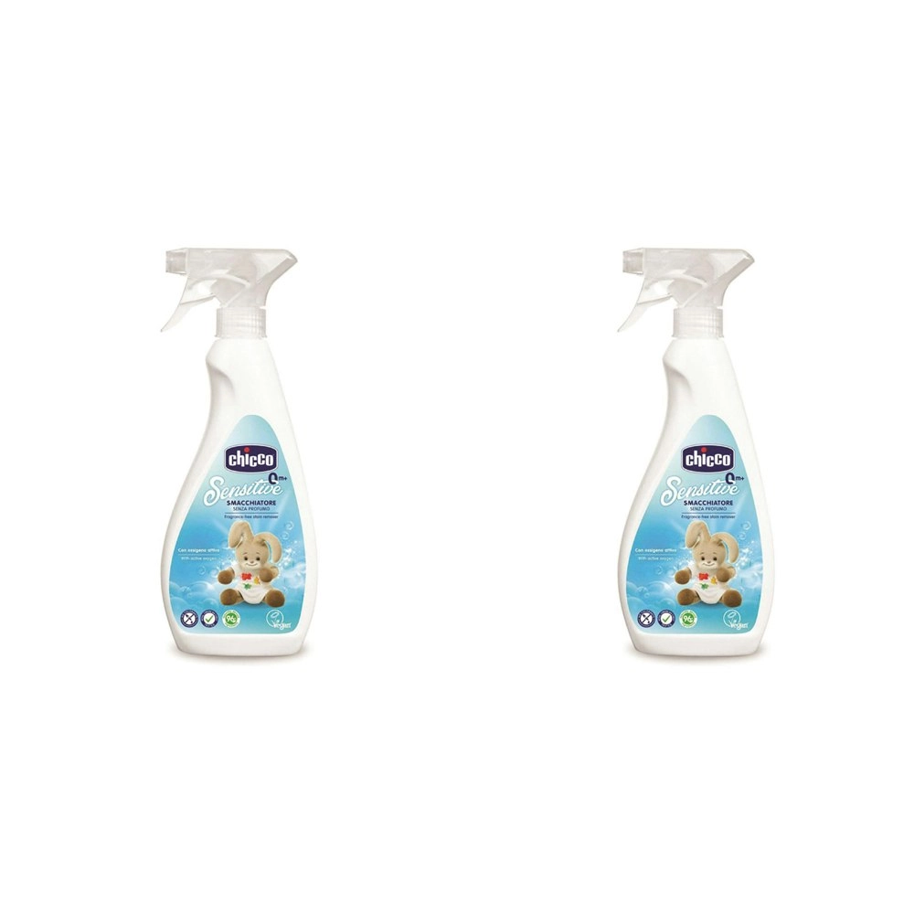 2x Chicco Sensitive Stain Remover Cleaning Spray Baby Clothes Cleaner 0m+