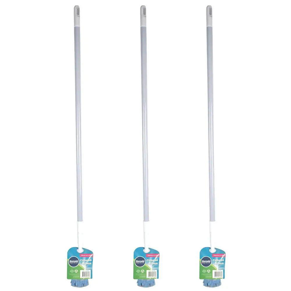 3x kemasi Extendable Cobweb Broom Home Bathroom Kitchen Room Cleaning Assorted