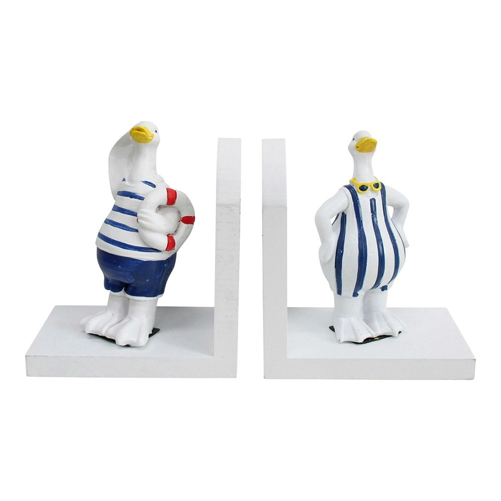 2pc Beach Duck 27.5cm Bookends MDF Book Holder Home Organiser Tabletop Decor