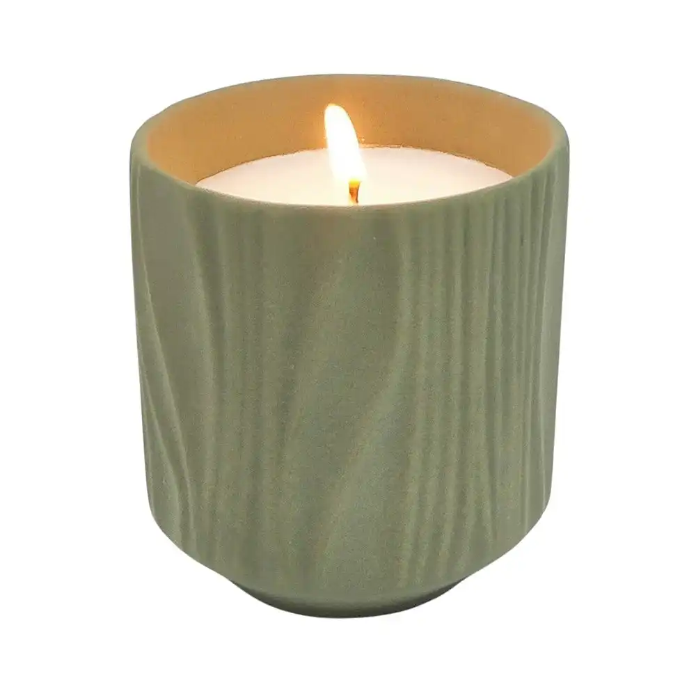 Urban Marlow Abstract Ripple Ceramic 175ml Scented Vanilla Candle Decor Green