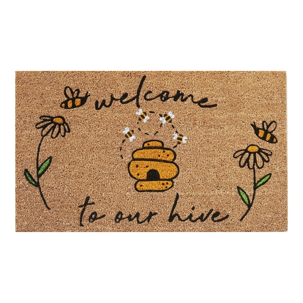 Urban 45x75cm Welcome To Our Hive Coir Doormat Home Carpet Outdoor Rug Brown