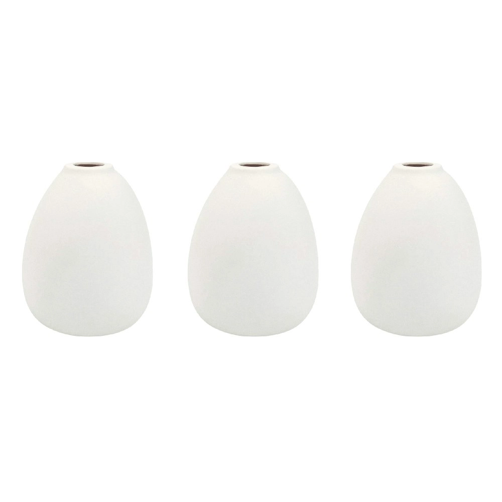 3x Urban Erina Mini 9cm Ceramic Flower Vase Oval Home Decor Table Display White