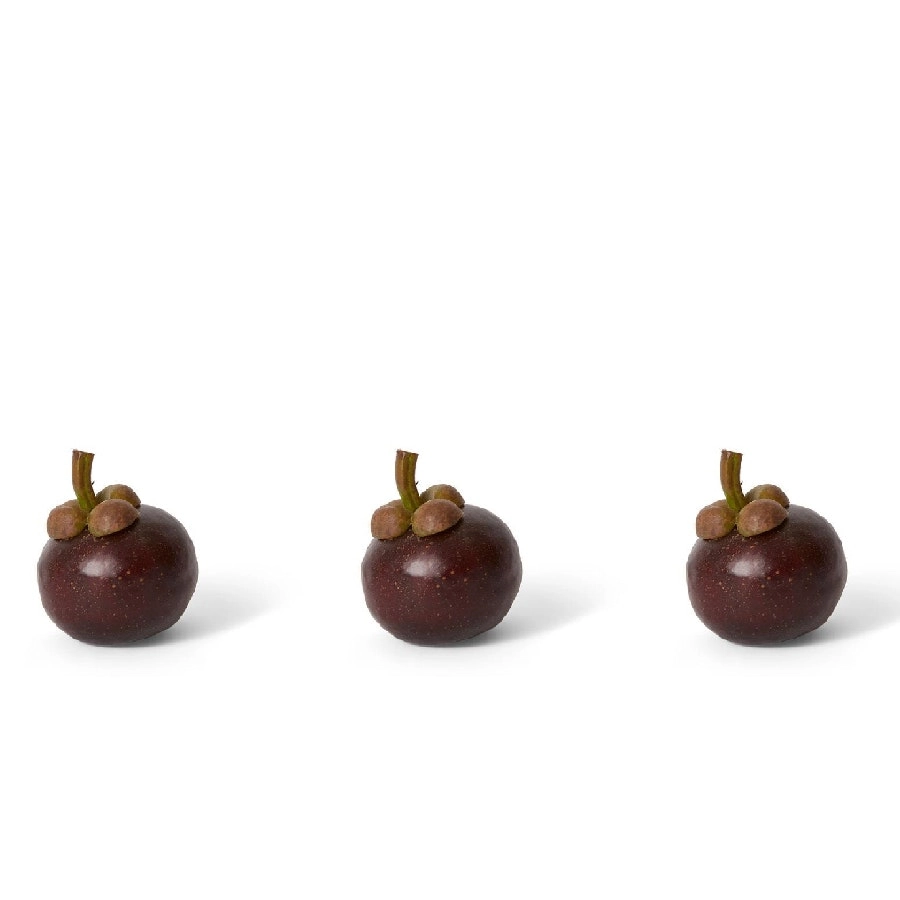 3x E Style 8cm Plastic Mangosteen Fruit Ornament Tabletop Display Burgundy