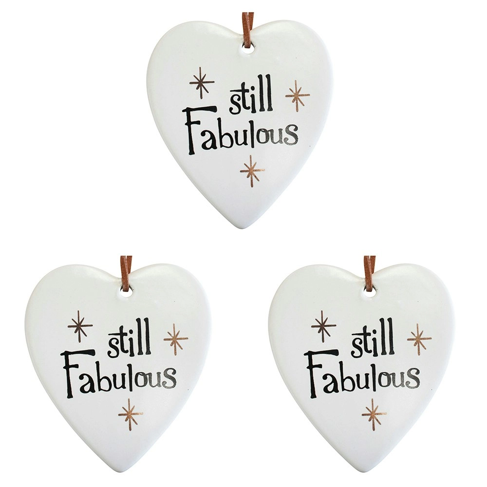 3x Ceramic Hanging 8x9cm Heart Fabulous w/Hanger Ornament Home/Office Room Decor