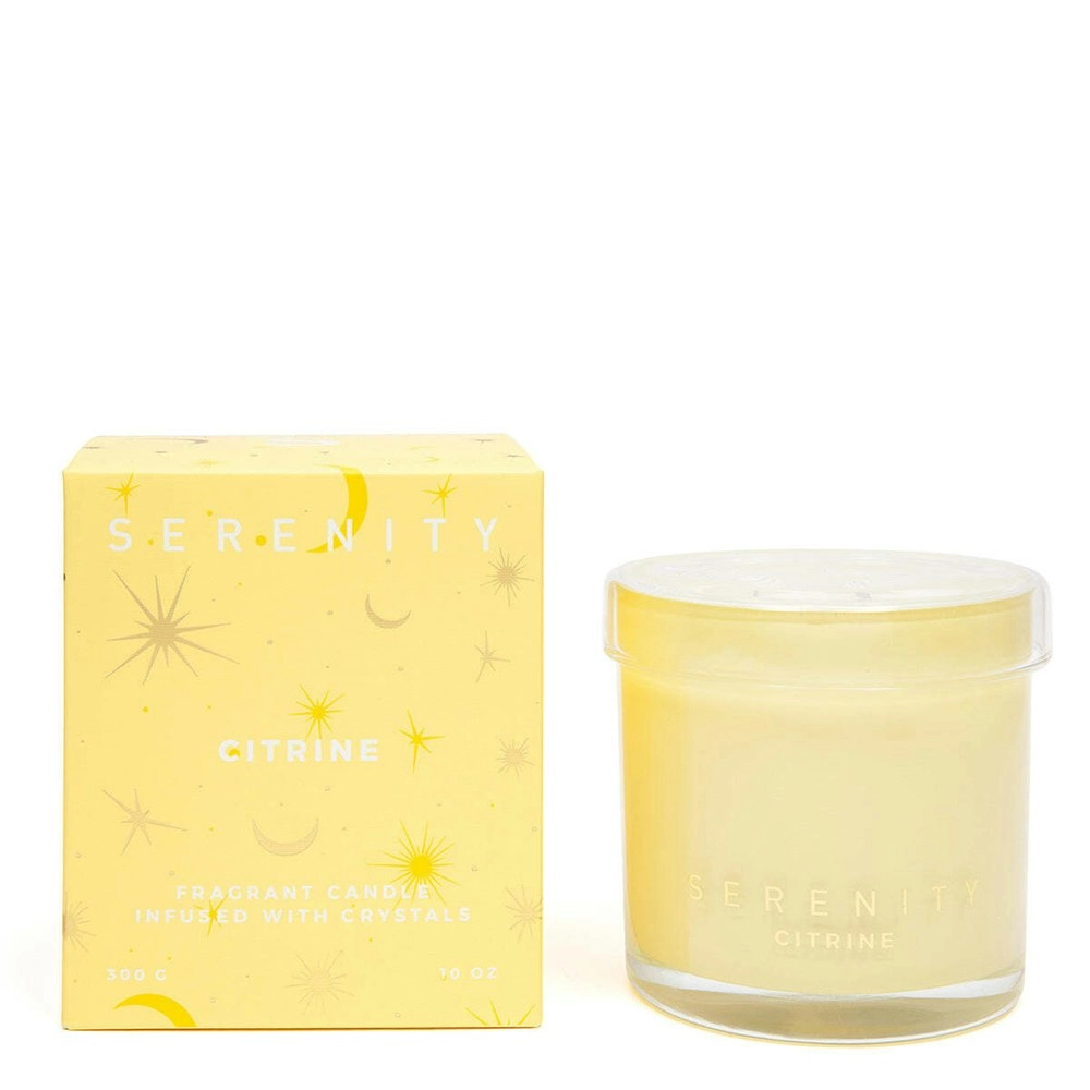 Serenity Crystal Energise & Citrine 300g Soy Wax Scented Candle Home Fragrance