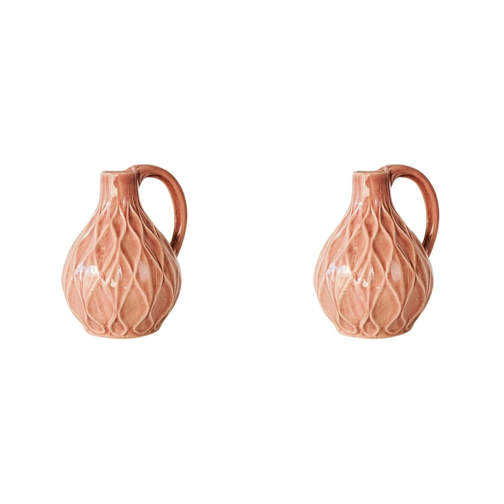 2x Urban Products Diamond Decorative Jug Home Decor Flower Vase Salmon 14cm