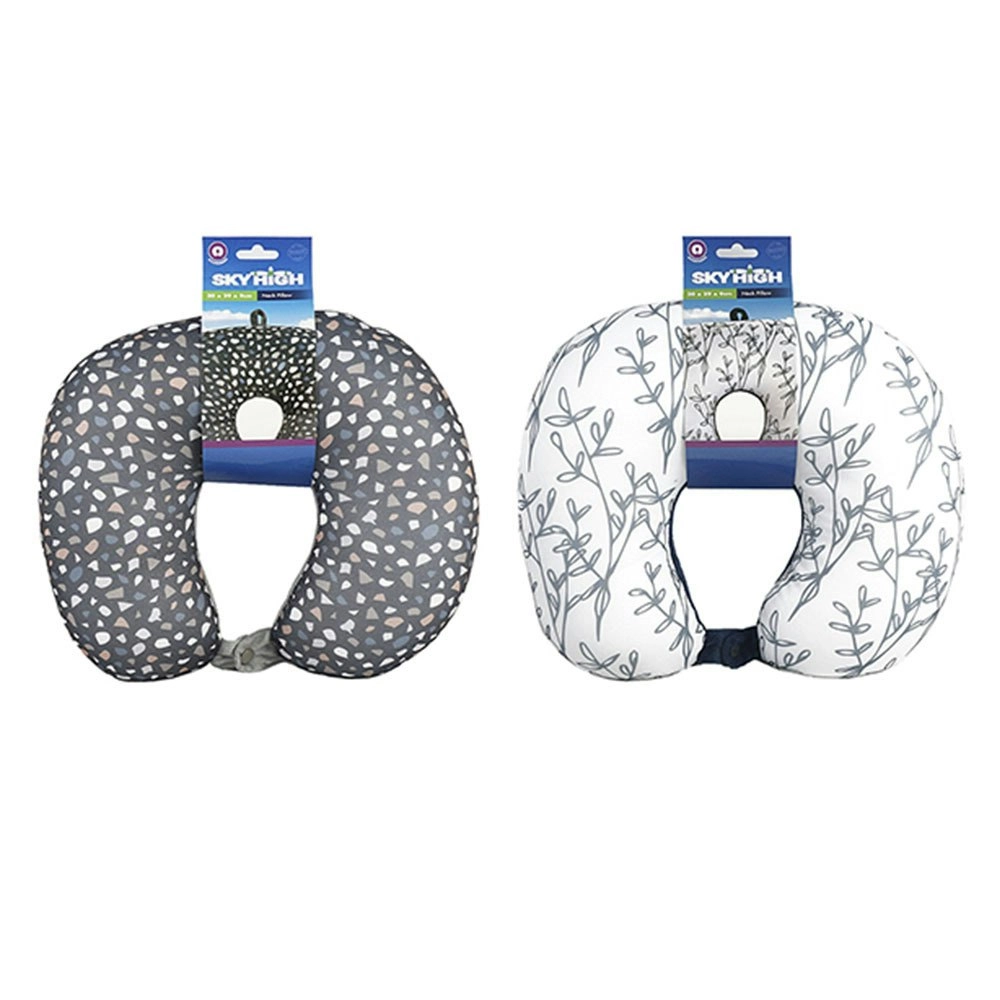 2x Sky High Lightweight Portable Travel Neck Support Pillow Assorted Designs