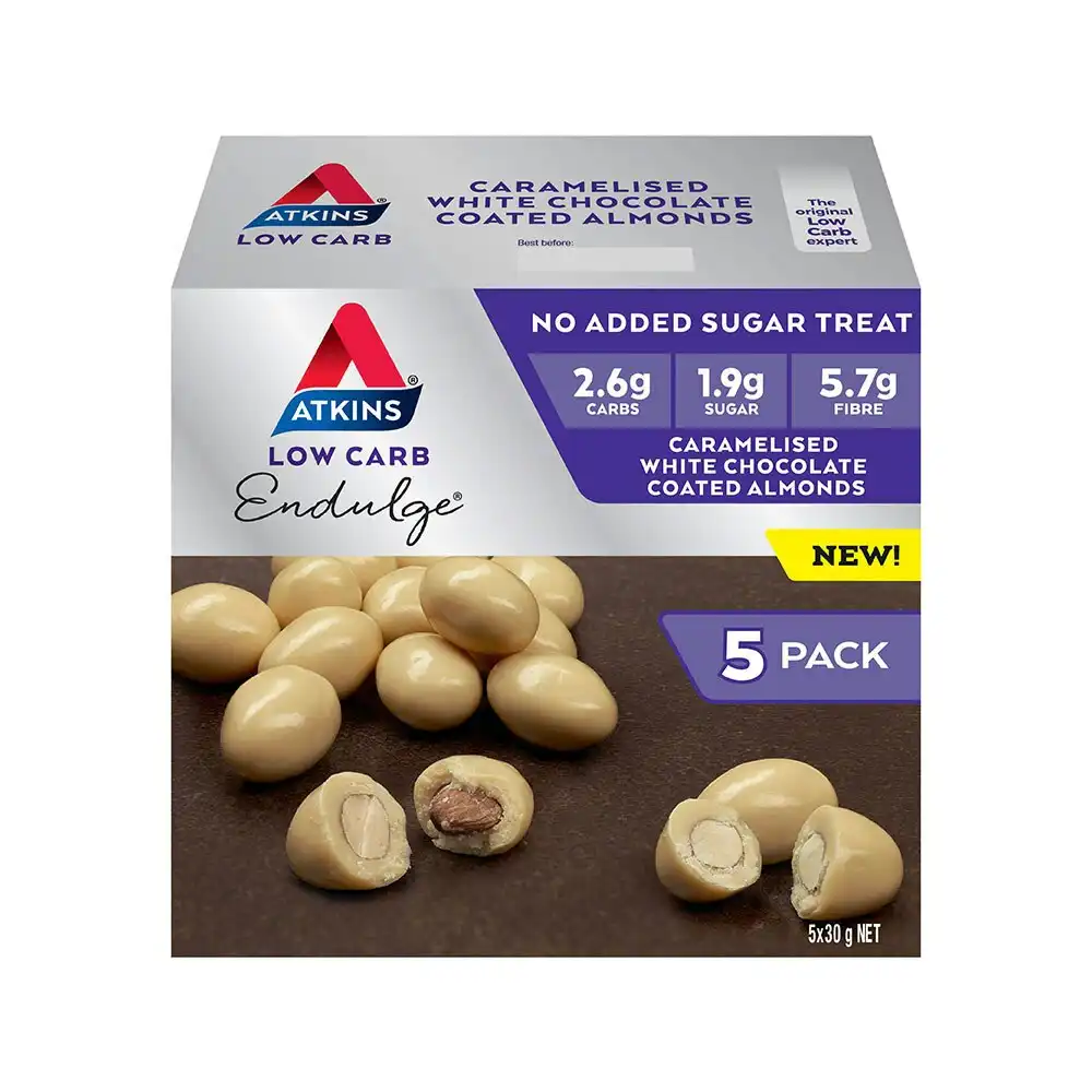 4x 5pc Atkins 30g Endulge Treat Caramelised White Chocolate Coated Almonds