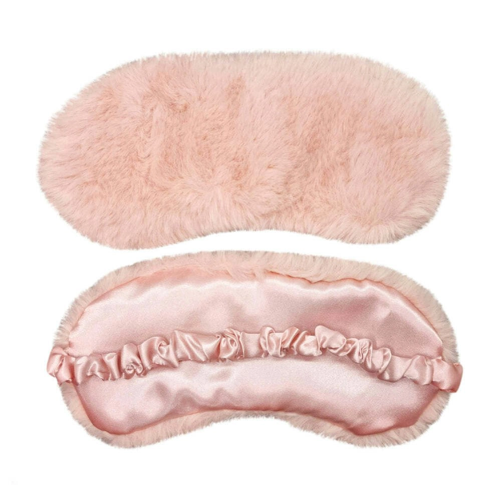 2x J. Elliot Home Layla Faux Fur Eye Mask Sleeping Face Cover 20x10cm Soft Pink