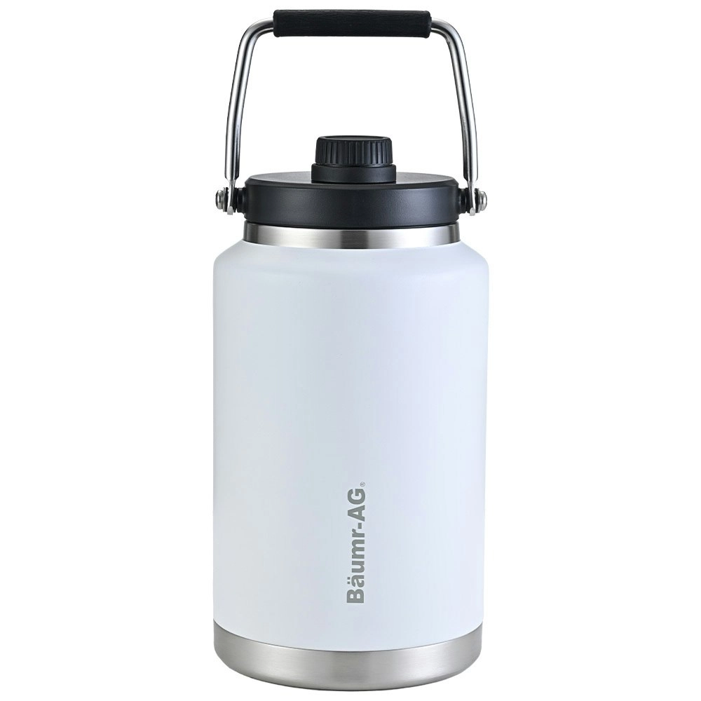 Baumr-AG 3.8L Double Wall Insulated Stainless Steel Water Bottle, Drink Jug with Handle, White