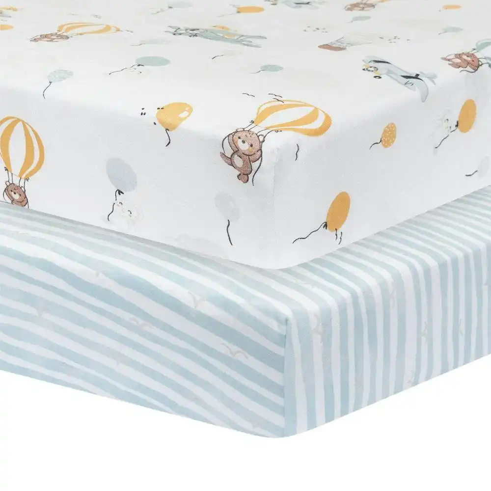Living Textiles | 2pk Cot Fitted Sheets - Up Up & Away