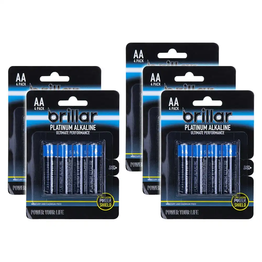 20x Brillar Multi-Pack AA LR6 1.5v Battery Platinum Alkaline Batteries Blue