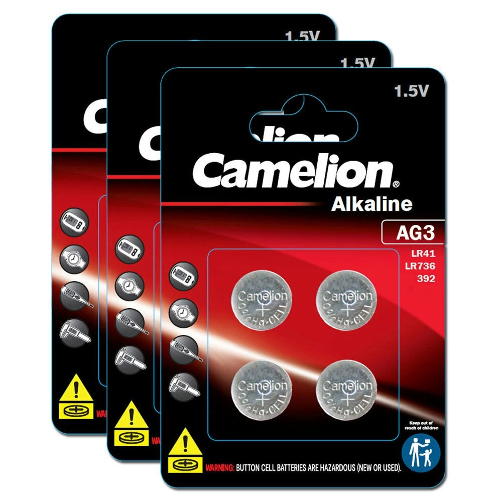 12pc Camelion Alkaline LR41/AG3 Button Cell Batteries For Calculator/Car Keys