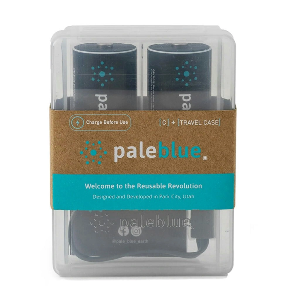 2pc Paleblue Fast Charging Lithium Ion C USB Rechargeable Smart Batteries