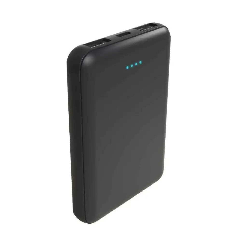 Laser 5000mAh Power Bank Charger w/ 3in1 USB-C/8-Pin/microUSB Cable Charcoal