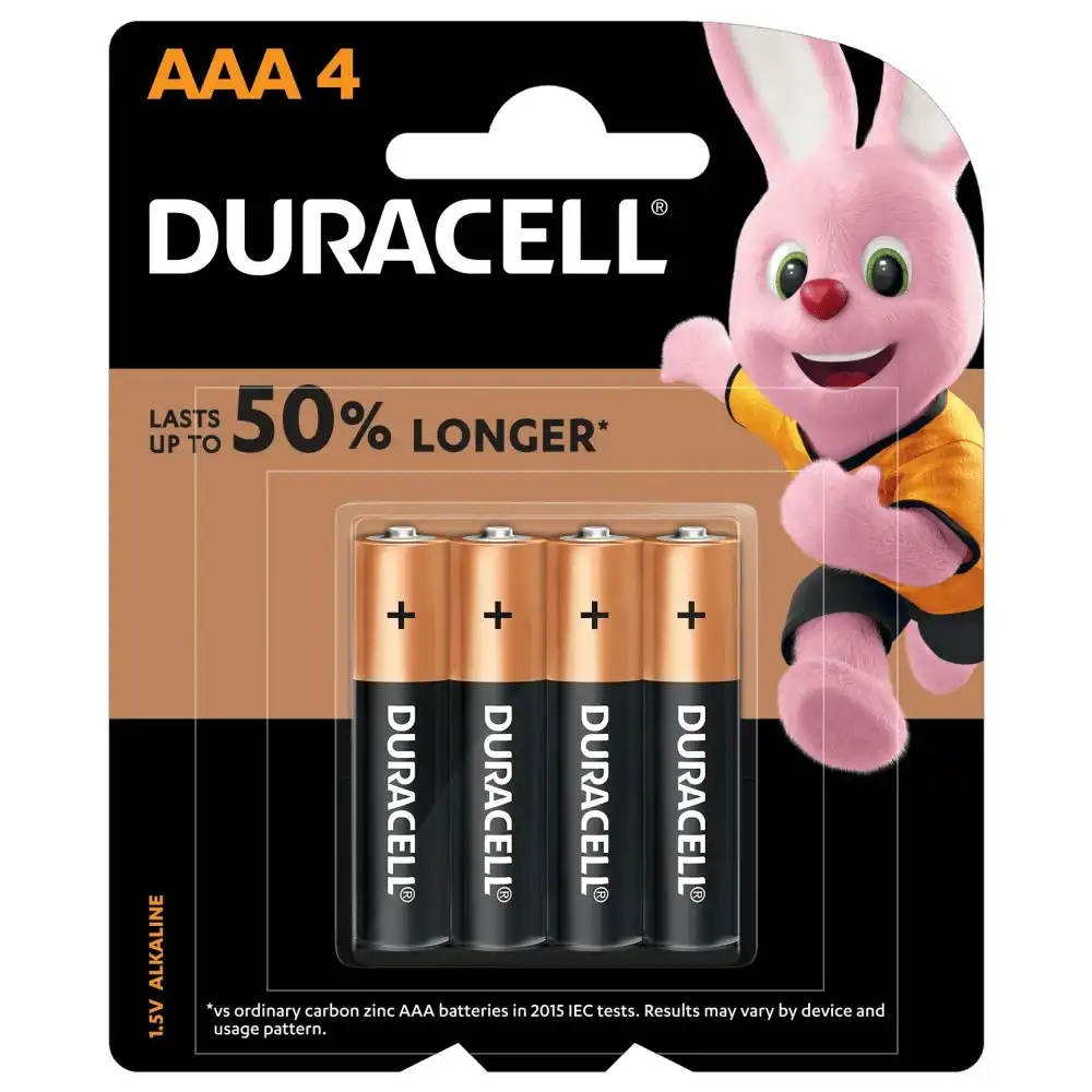 4pc Duracell Coppertop AAA Size Alkaline Battery Single Use Batteries