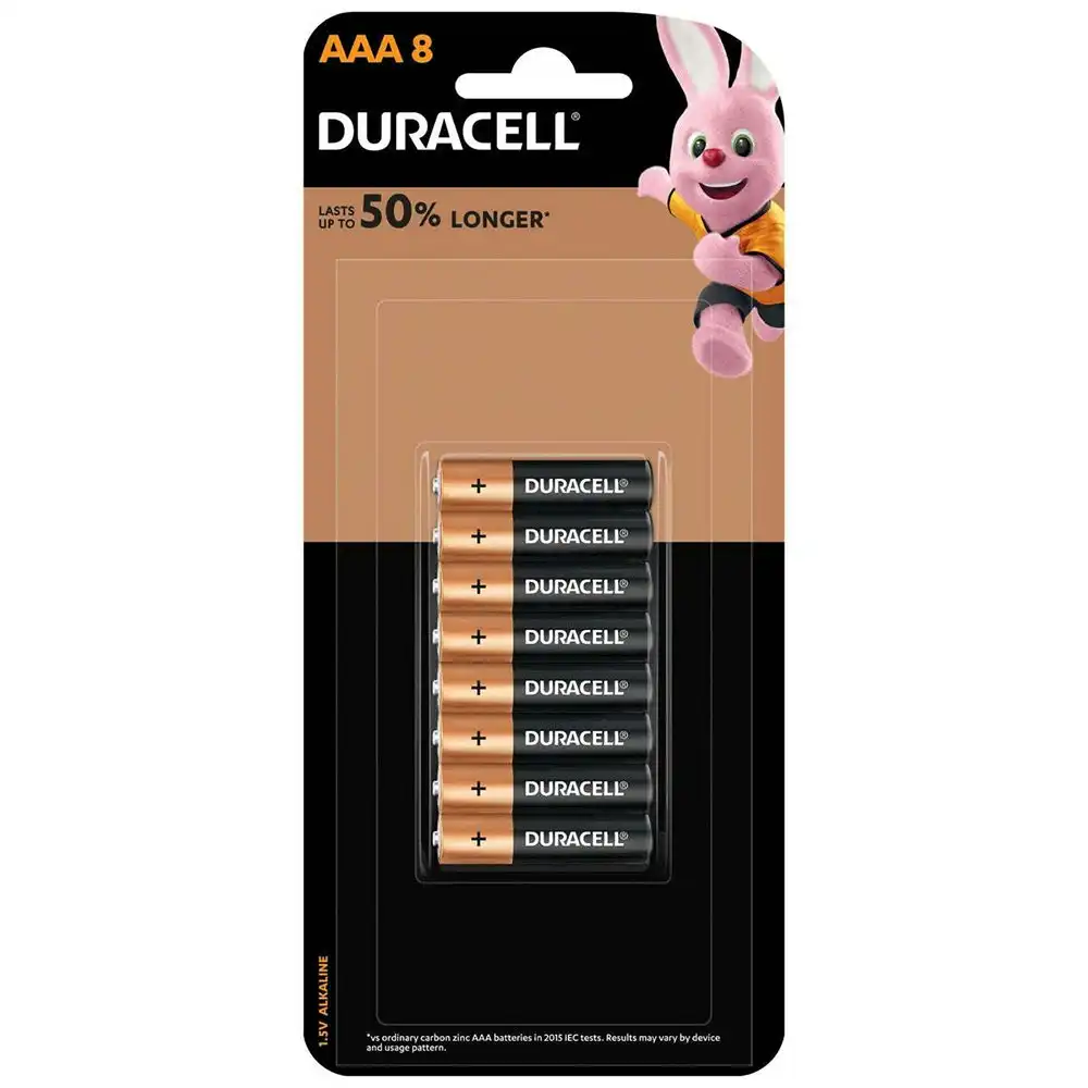 8pc Duracell Coppertop AAA Size Alkaline Battery Single Use Batteries