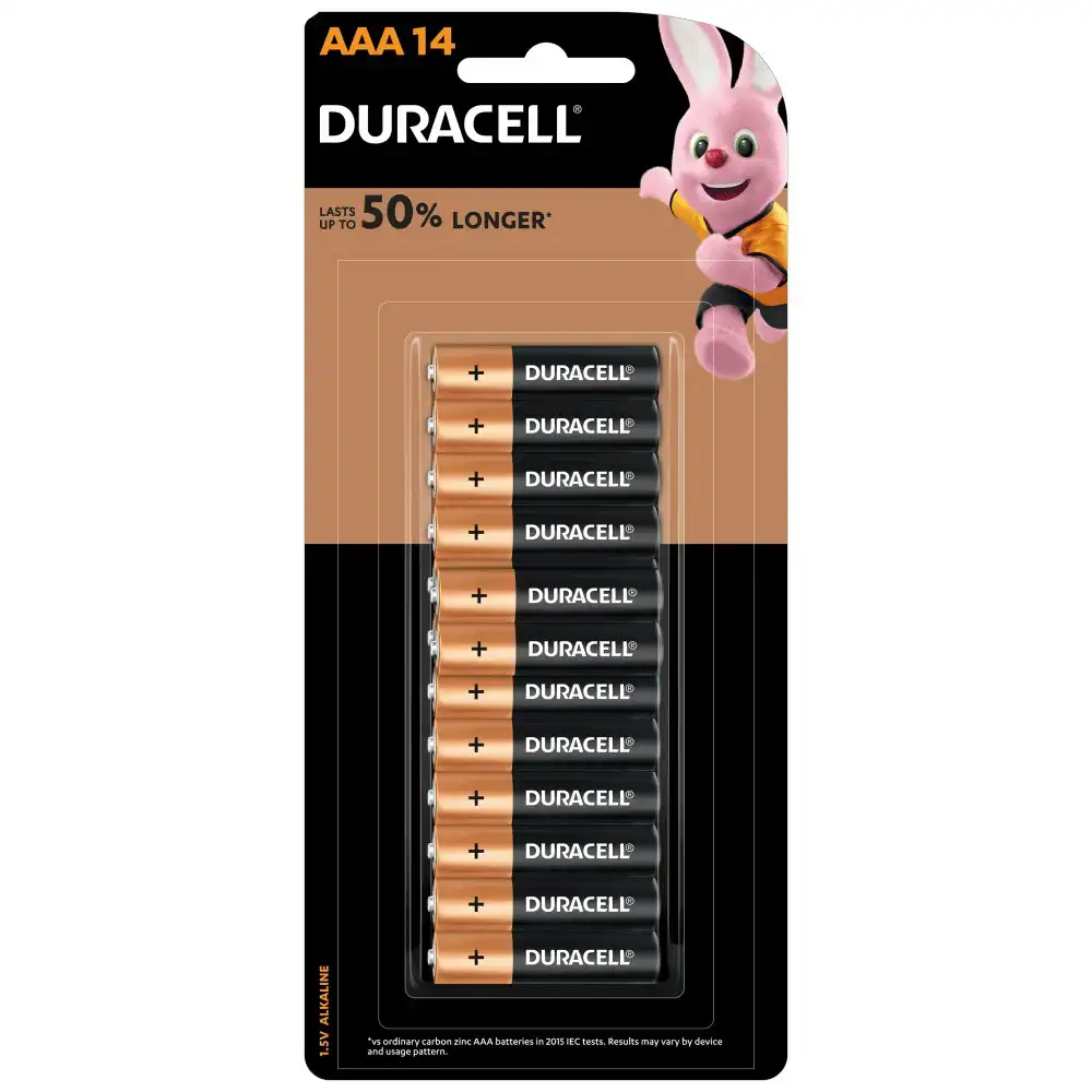 14pc Duracell Coppertop AAA Size Alkaline Battery Single Use Batteries